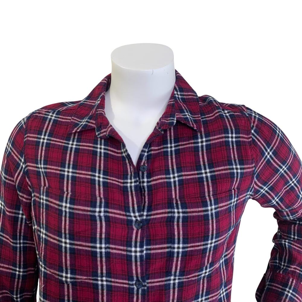 Woolrich Womens Flannel Shirt Size XL Red Violet Navy Plaid Cotton Button Up Top - Picture 5 of 8